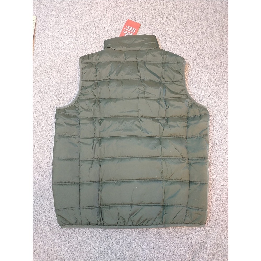 Camel Crown Mens Puffer Vest Medium Olive Green Quilted Full Zip Stand Collar - Picture 9 of 13